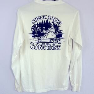 Converse White Long Sleeve Graphics Tee Casual Cotton Size XS